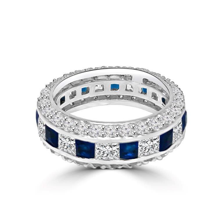 Square Cubic Zirconia Eternity Stackable Sterling Silver Ring