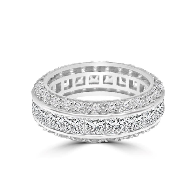 Square Cubic Zirconia Eternity Stackable Sterling Silver Ring