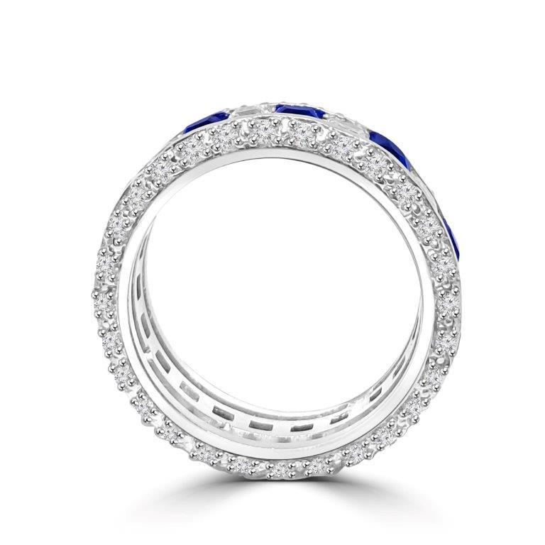 Square Cubic Zirconia Eternity Stackable Sterling Silver Ring