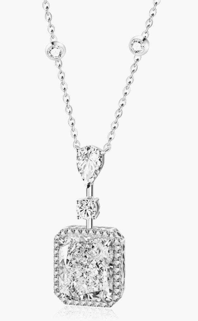 Radiant Cubic Zirconia Halo Pendant Necklace