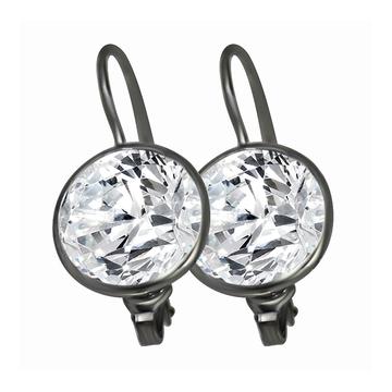 Bezel Set Cubic Zirconia Wire Lever Back Earrings