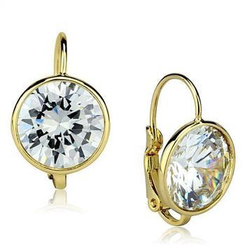 Bezel Set Cubic Zirconia Wire Lever Back Earrings