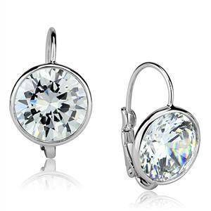 Bezel Set Cubic Zirconia Wire Lever Back Earrings