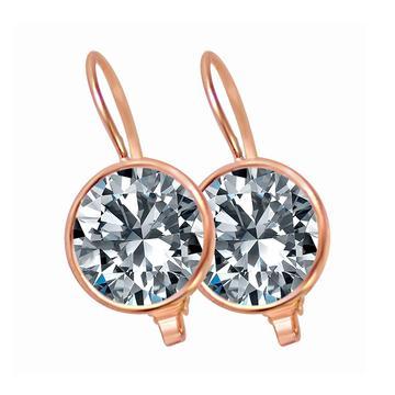 Bezel Set Cubic Zirconia Wire Lever Back Earrings