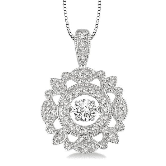 Beautiful Round Cubic Zirconia Sterling Silver Pendant Necklace