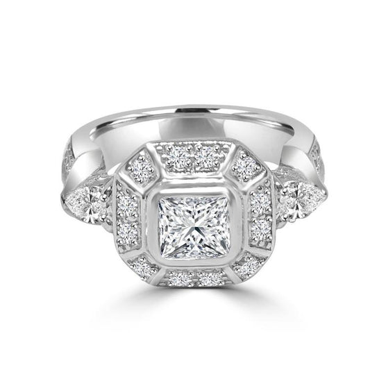 Sterling Silver 0.75CT Cushion Cut Cubic Zirconia Ring