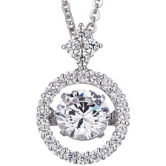 Round .75CT Sterling Silver Pendant Necklace