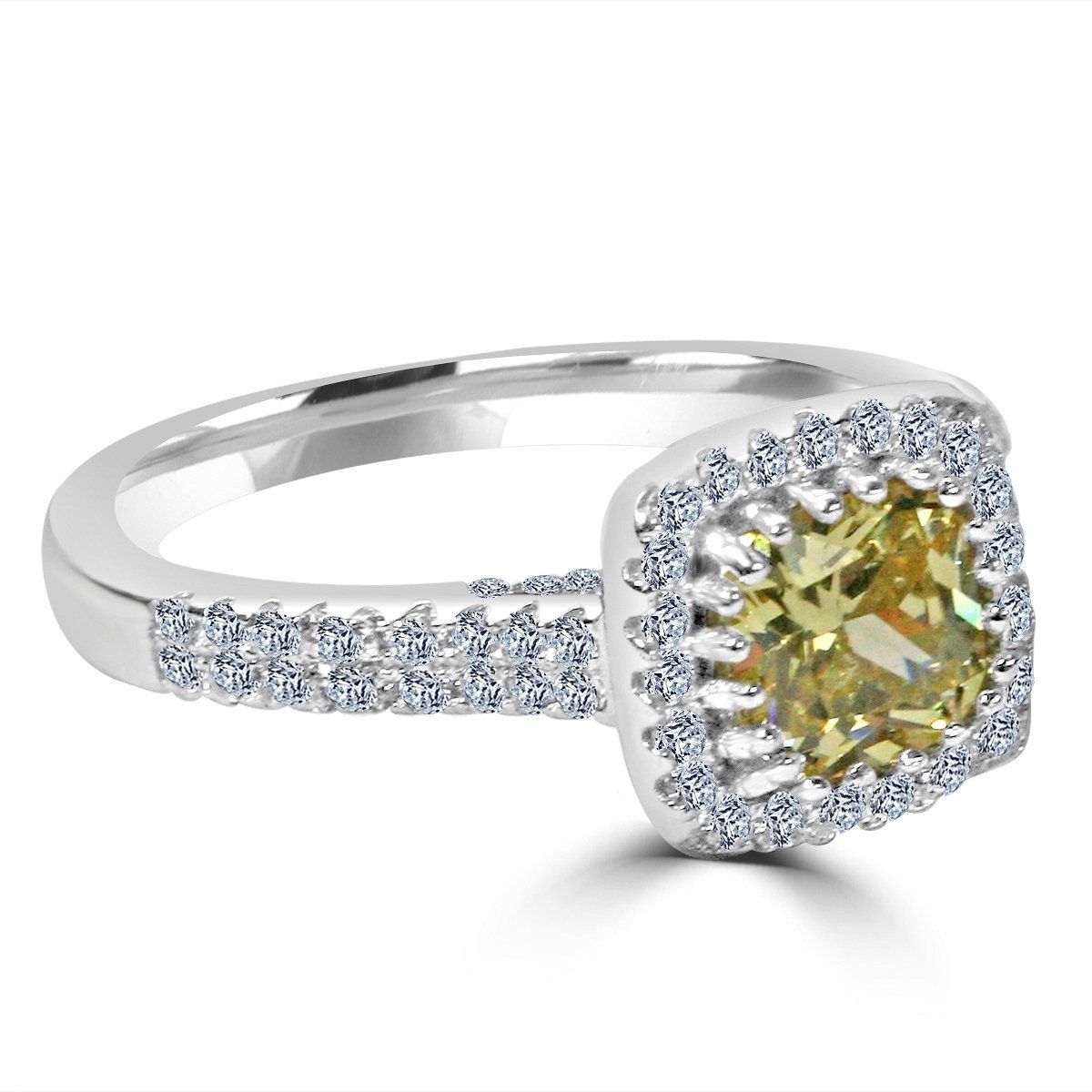 Elegant Modern Sterling Silver 1CT Cushion Cut Cubic Zirconia Ring