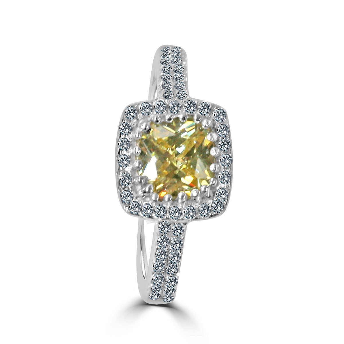 Elegant Modern Sterling Silver 1CT Cushion Cut Cubic Zirconia Ring