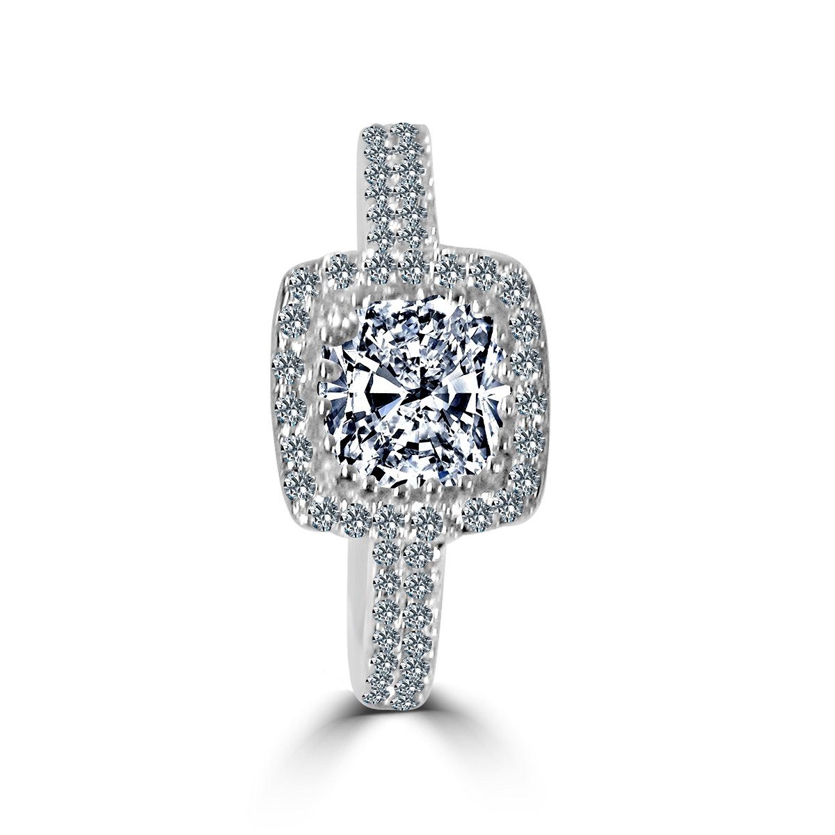 Elegant Modern Sterling Silver 1CT Cushion Cut Cubic Zirconia Ring
