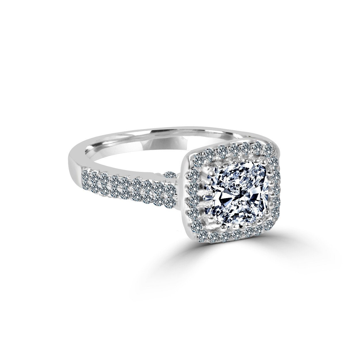 Elegant Modern Sterling Silver 1CT Cushion Cut Cubic Zirconia Ring