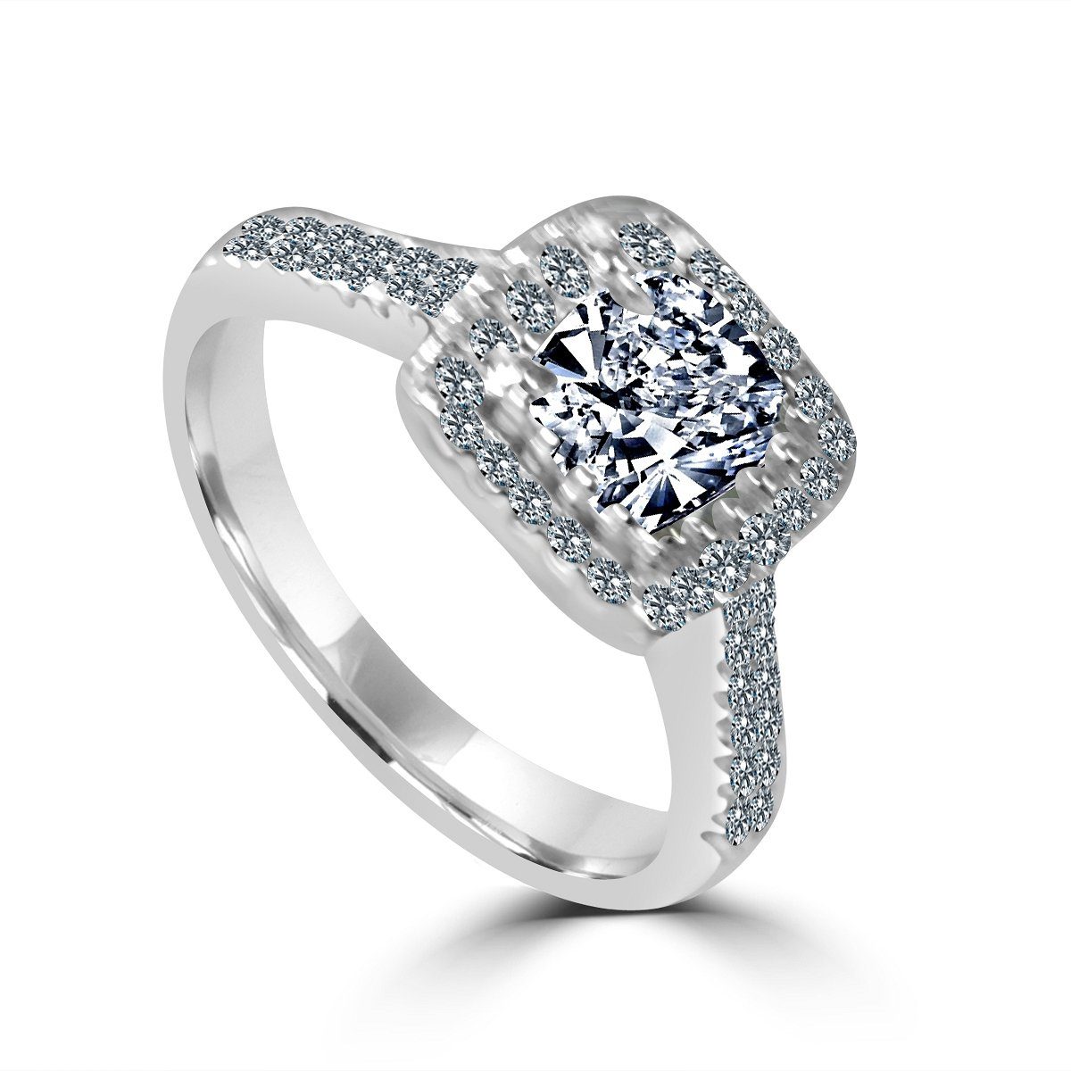 Elegant Modern Sterling Silver 1CT Cushion Cut Cubic Zirconia Ring