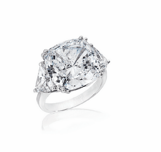 10CT Cushion Cut Cubic Zirconia Sterling Silver Ring