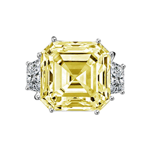 Magnificent 12CT Asscher Cubic Zirconia Sterling Silver Ring