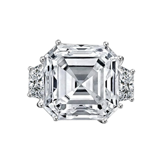 Magnificent 12CT Asscher Cubic Zirconia Sterling Silver Ring