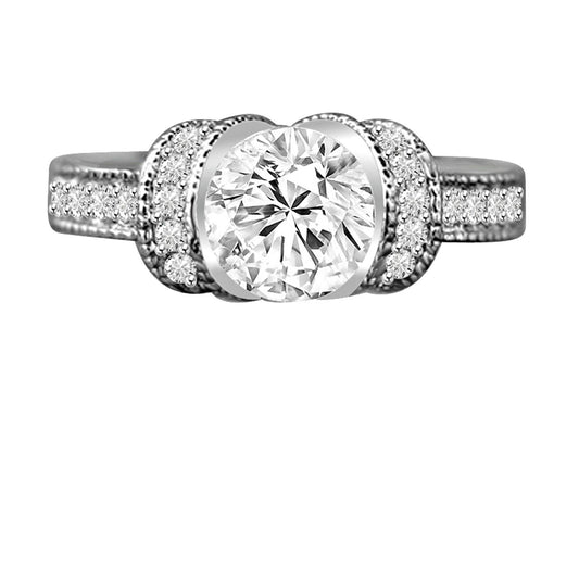Sterling Silver Platinum Plated Round 1.25CT Cubic Zirconia Ring