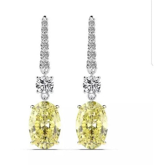 Spectacular 12CT Oval Cubic Zirconia Drop Earrings