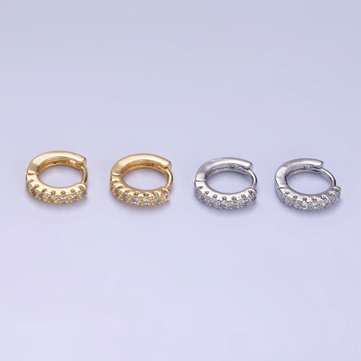Minimalist 14K Gold Filled 10mm Clear Micro Paved CZ Huggie Earrings
