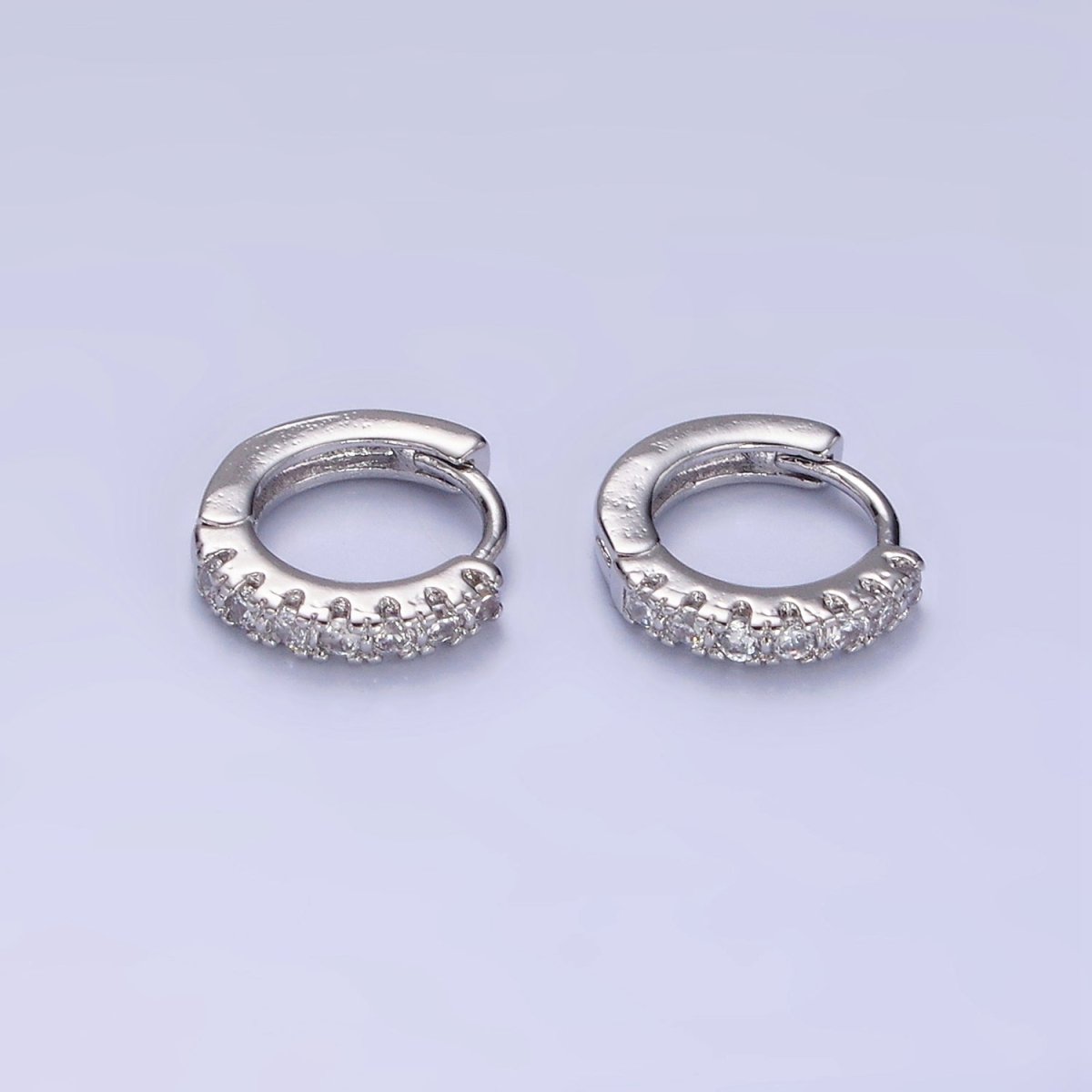 Minimalist 14K Gold Filled 10mm Clear Micro Paved CZ Huggie Earrings