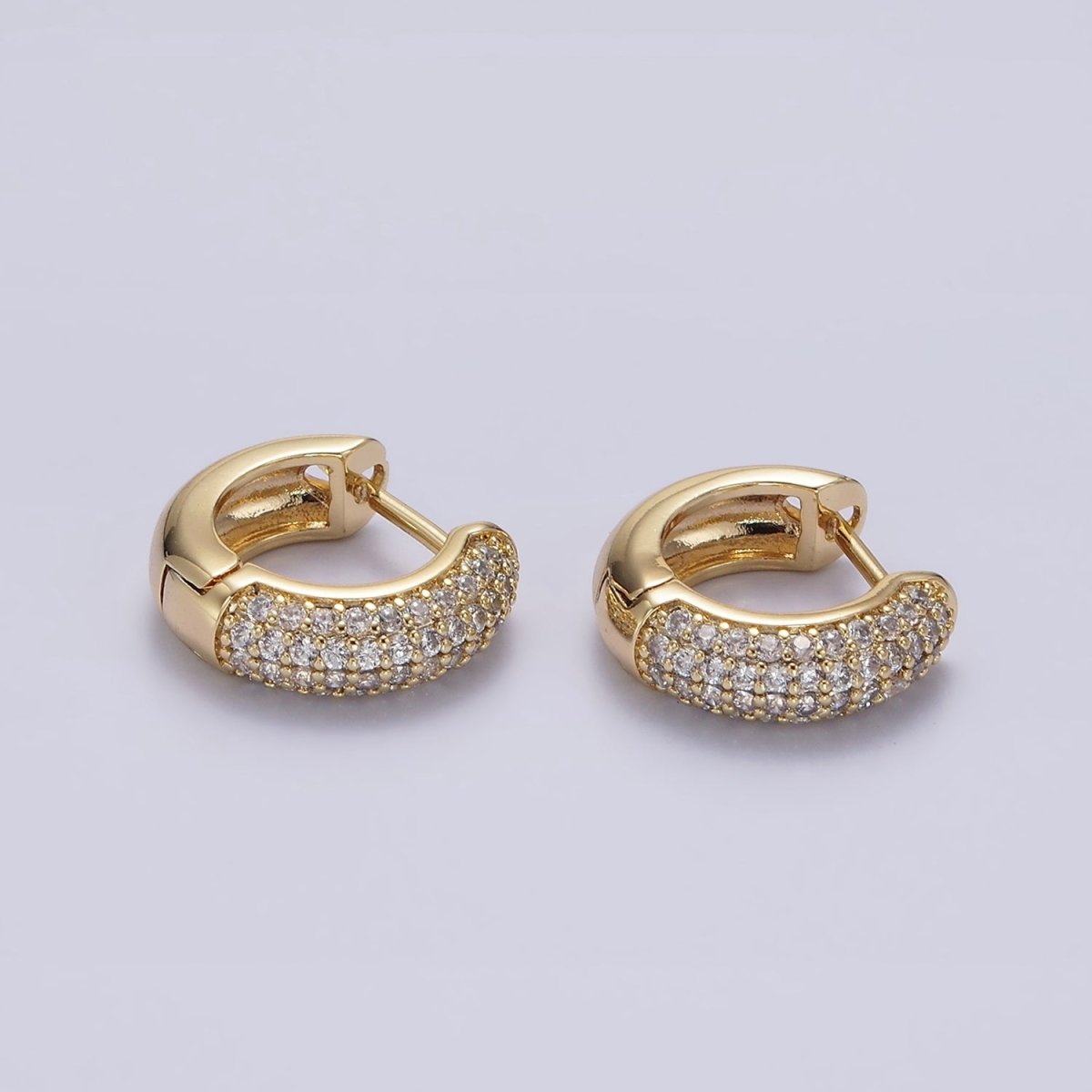 Simple Everyday Gold-Filled 14.5mm Micro Paved CZ Huggie Hoop Earrings