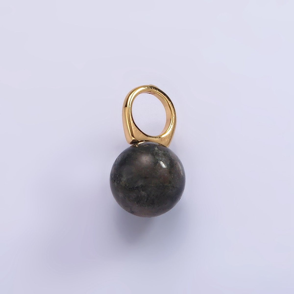 Gold Filled 8mm Round Sphere Ball Natural Gemstone Drop Pendant