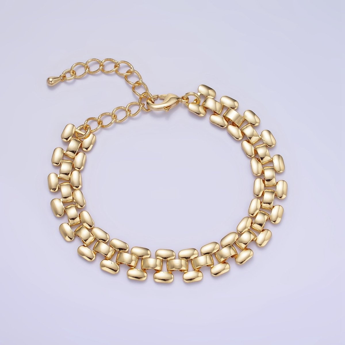 14K Gold Filled 9.3mm Panther Chain Bracelet with Extender
