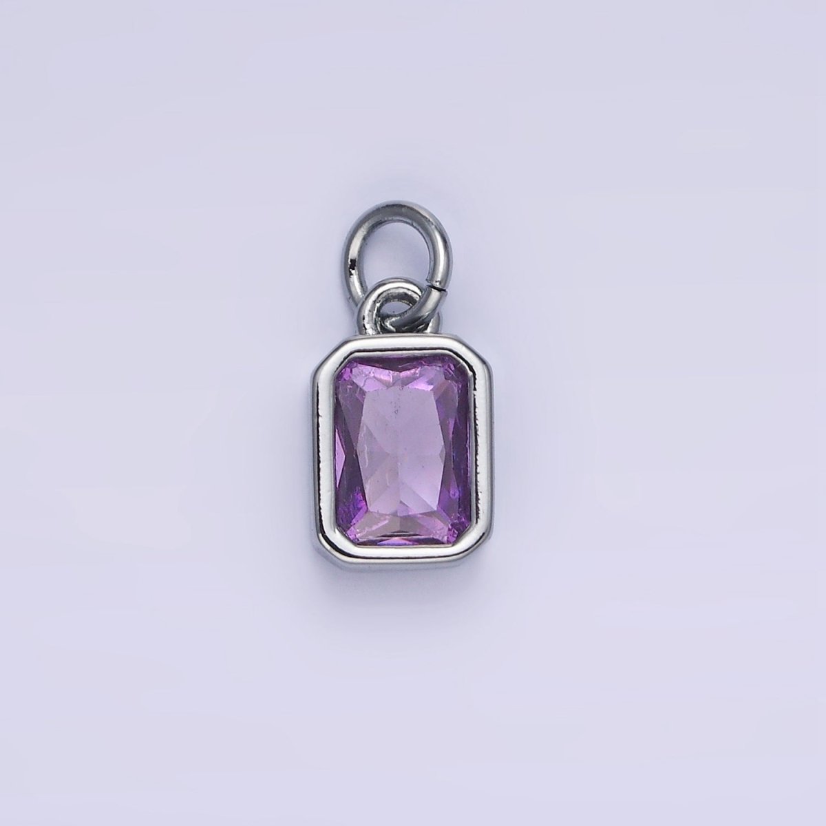 14K Gold Filled Birthstone CZ Baguette Bezel Charm in Gold & Silver
