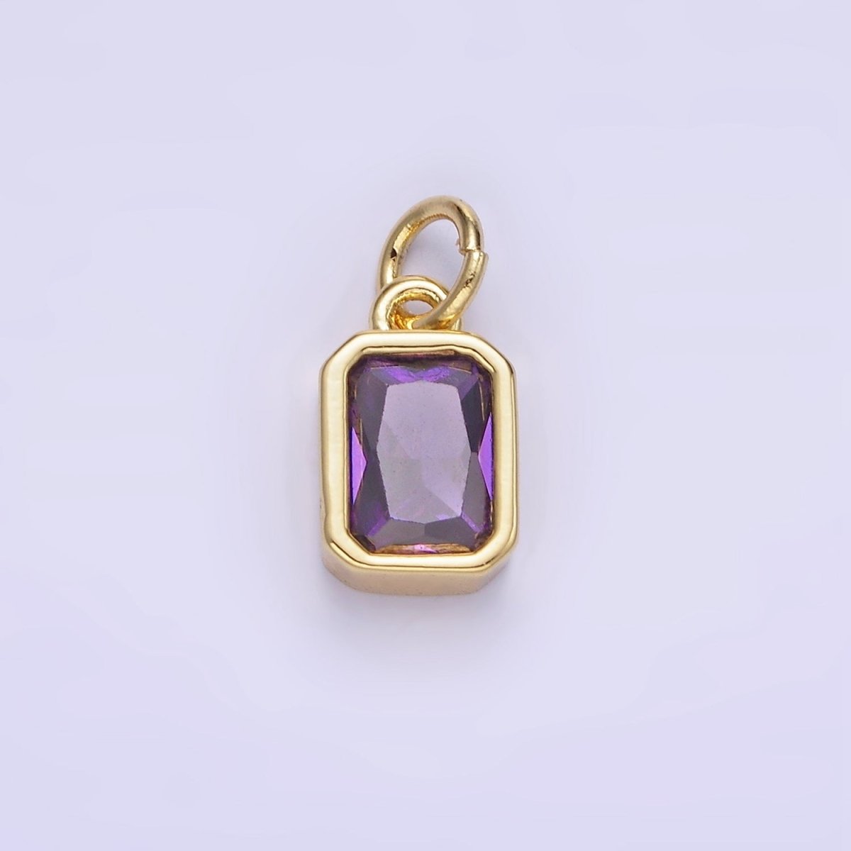 14K Gold Filled Birthstone CZ Baguette Bezel Charm in Gold & Silver