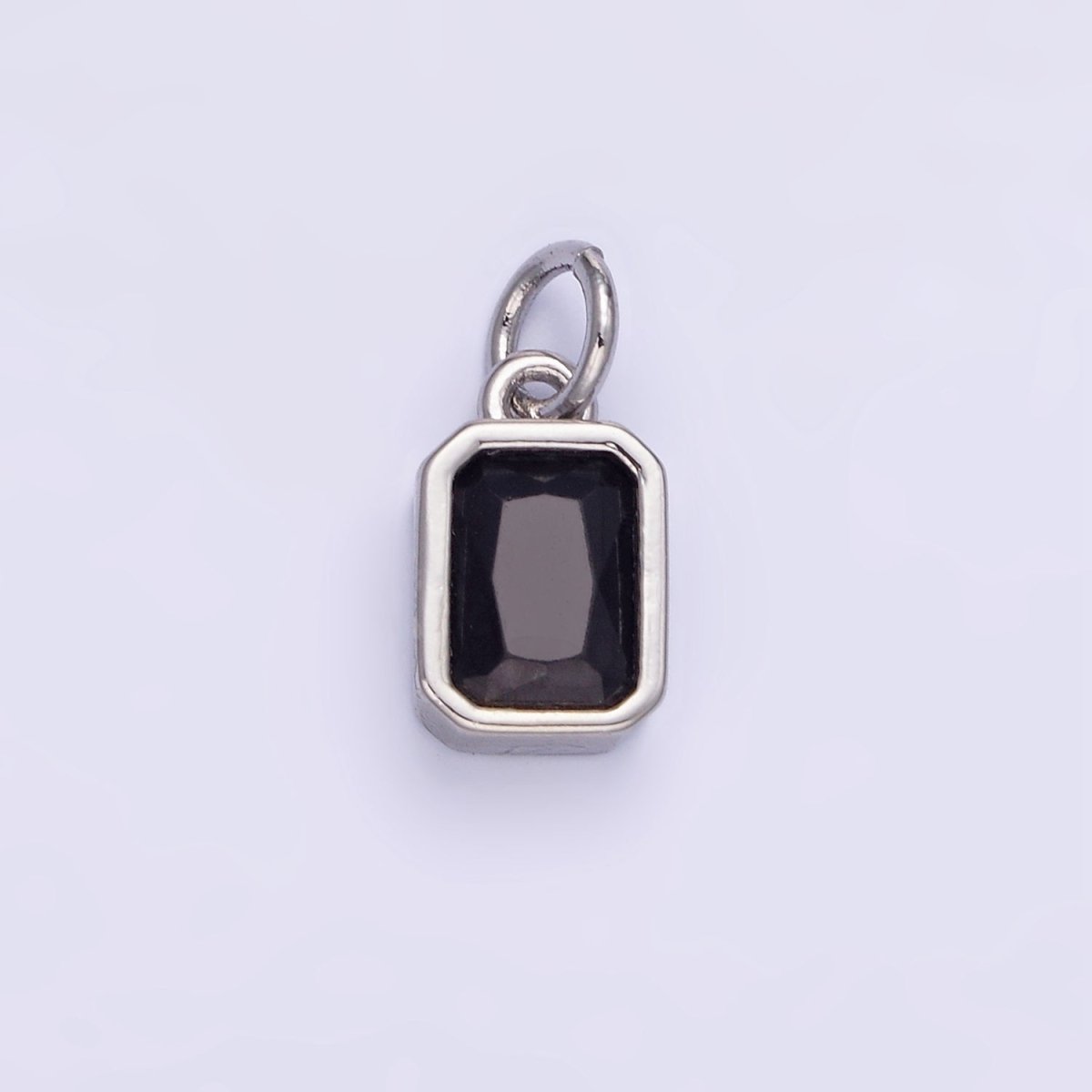 14K Gold Filled Birthstone CZ Baguette Bezel Charm in Gold & Silver