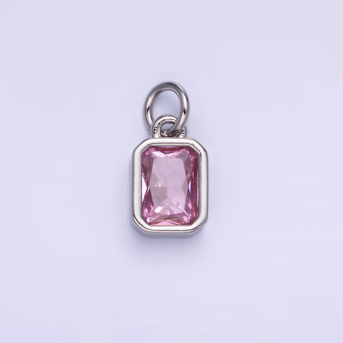 14K Gold Filled Birthstone CZ Baguette Bezel Charm in Gold & Silver