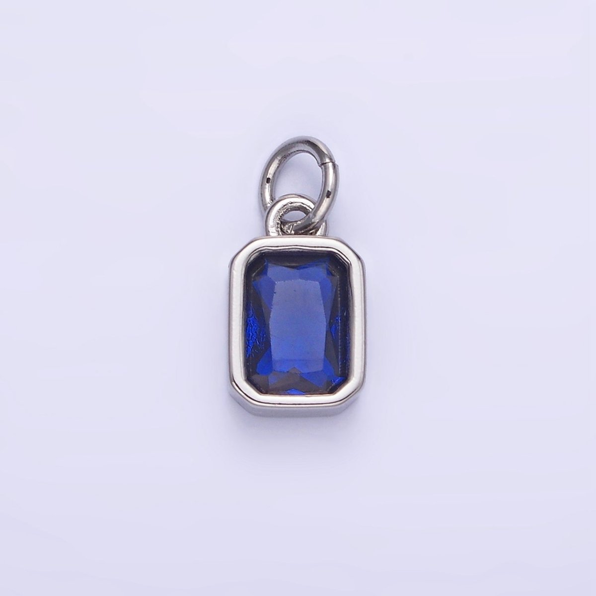 14K Gold Filled Birthstone CZ Baguette Bezel Charm in Gold & Silver