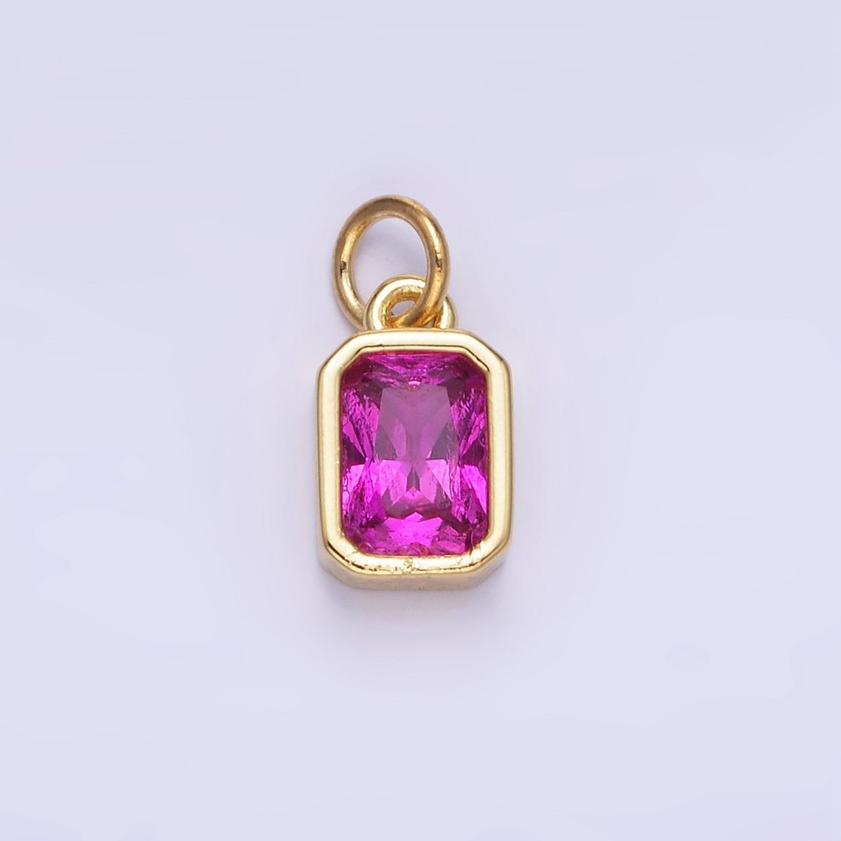 14K Gold Filled Birthstone CZ Baguette Bezel Charm in Gold & Silver