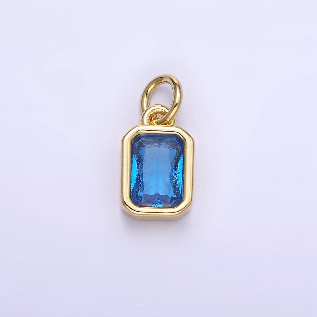 14K Gold Filled Birthstone CZ Baguette Bezel Charm in Gold & Silver