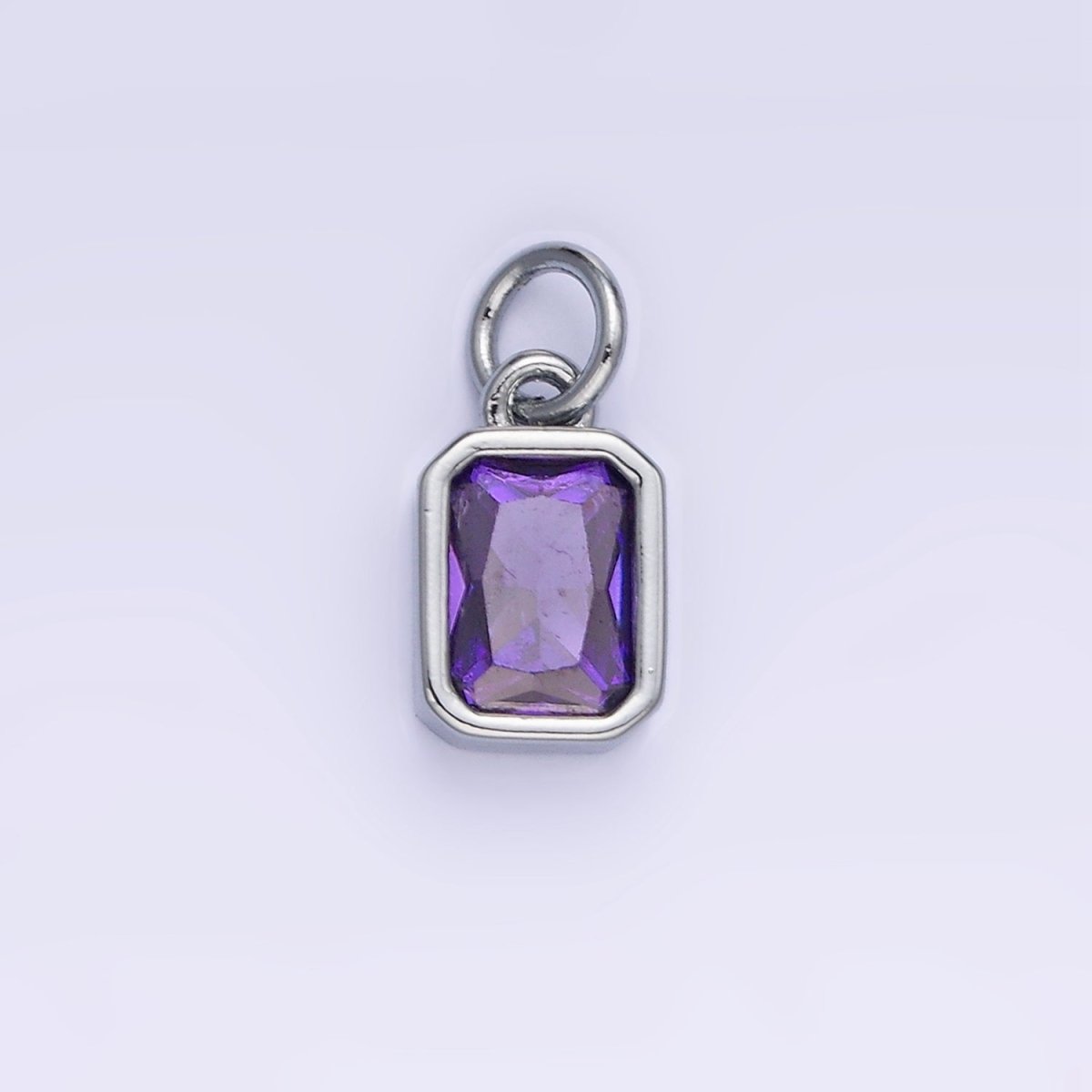 14K Gold Filled Birthstone CZ Baguette Bezel Charm in Gold & Silver