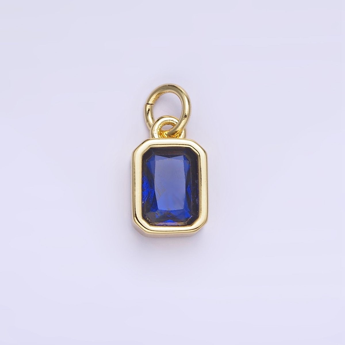 14K Gold Filled Birthstone CZ Baguette Bezel Charm in Gold & Silver