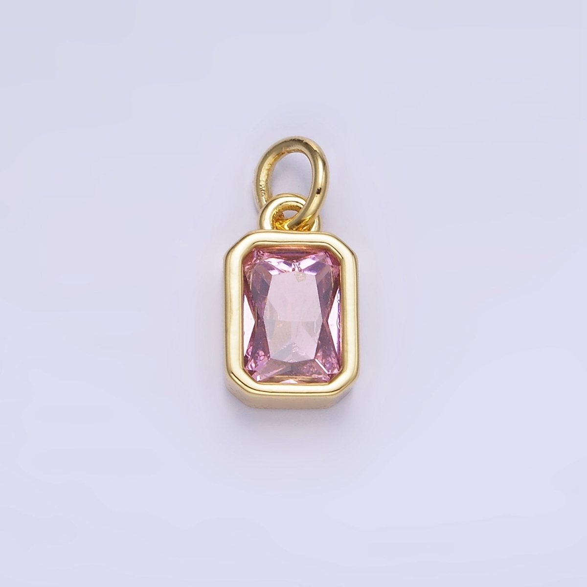 14K Gold Filled Birthstone CZ Baguette Bezel Charm in Gold & Silver