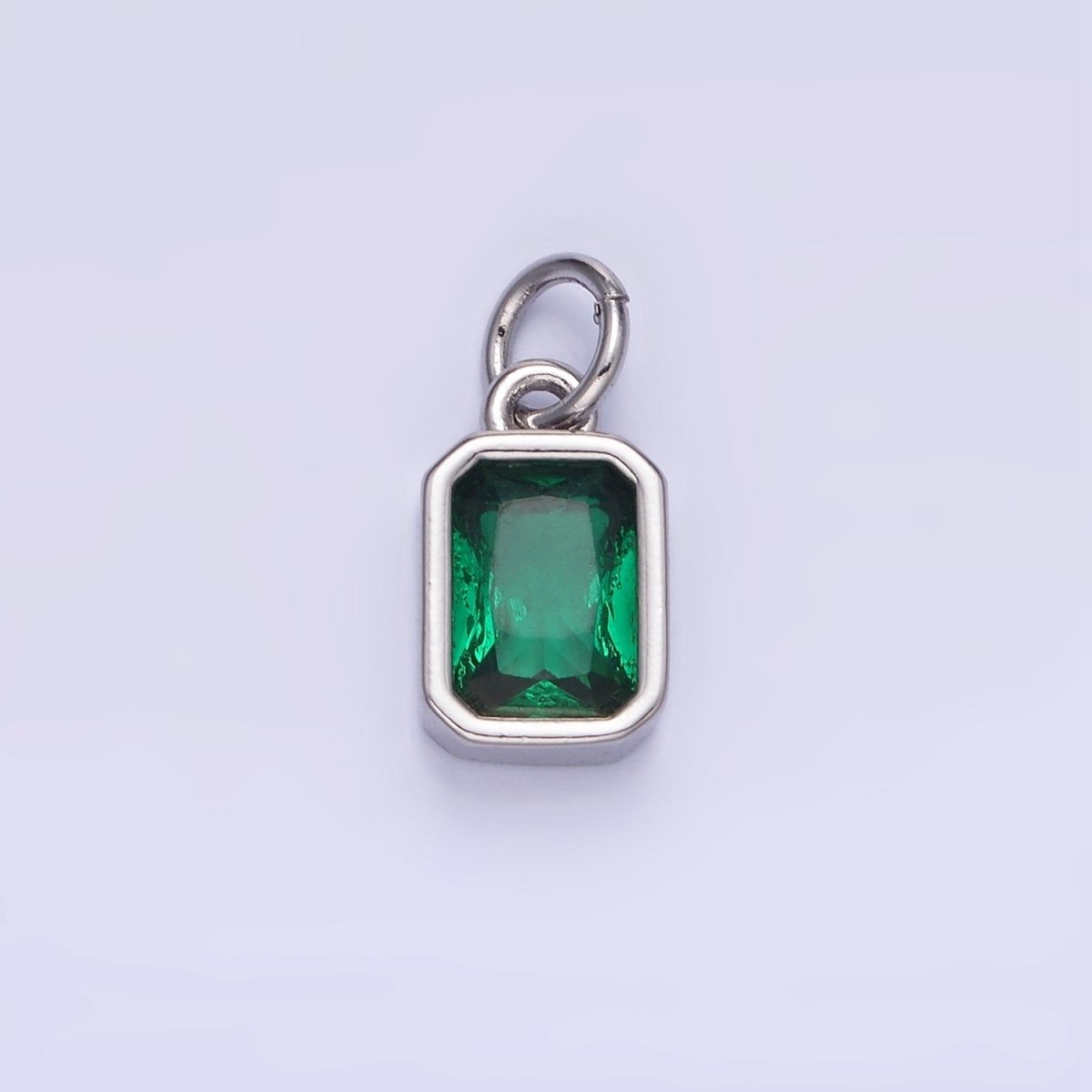 14K Gold Filled Birthstone CZ Baguette Bezel Charm in Gold & Silver
