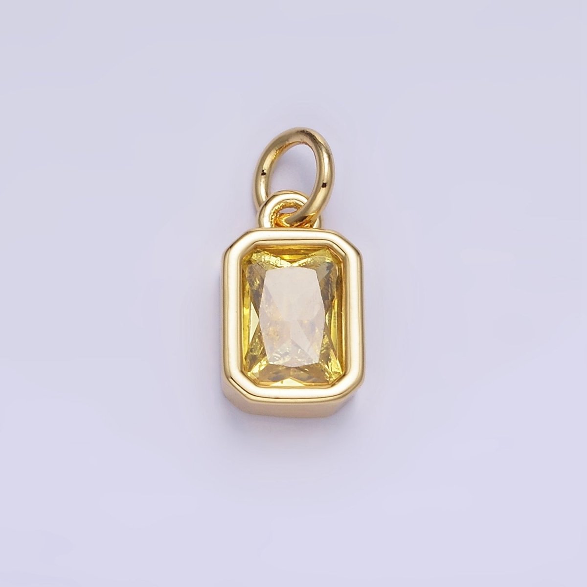 14K Gold Filled Birthstone CZ Baguette Bezel Charm in Gold & Silver