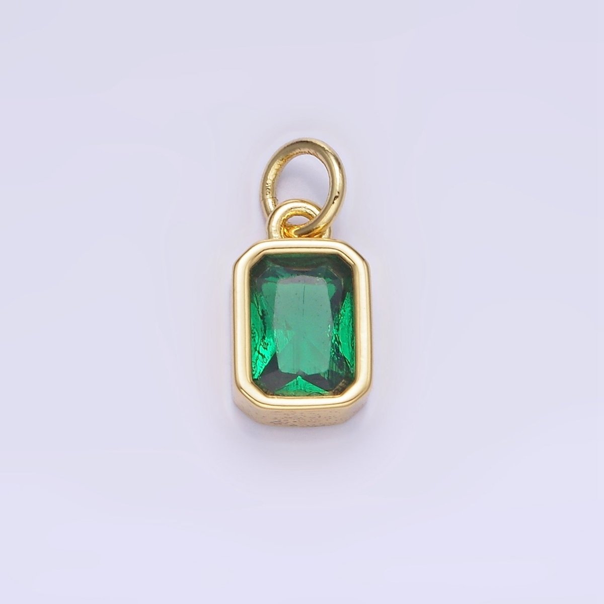 14K Gold Filled Birthstone CZ Baguette Bezel Charm in Gold & Silver