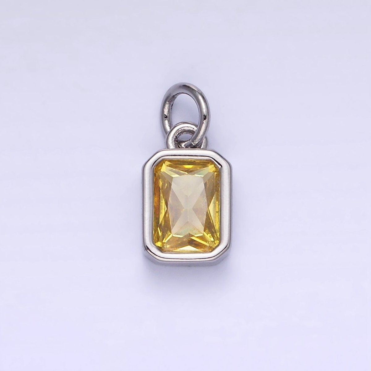 14K Gold Filled Birthstone CZ Baguette Bezel Charm in Gold & Silver