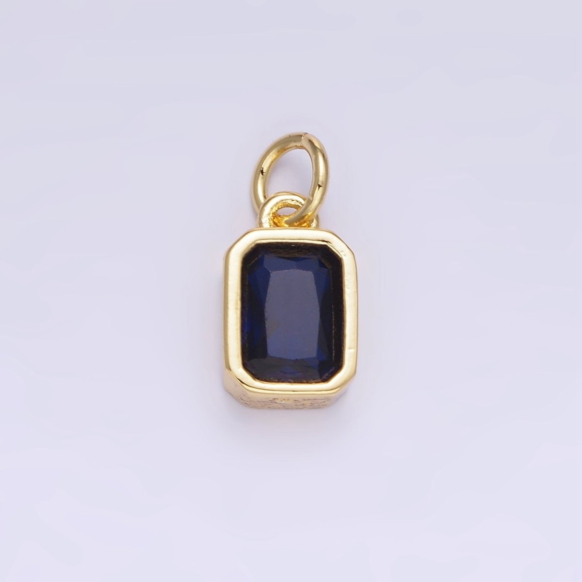 14K Gold Filled Birthstone CZ Baguette Bezel Charm in Gold & Silver