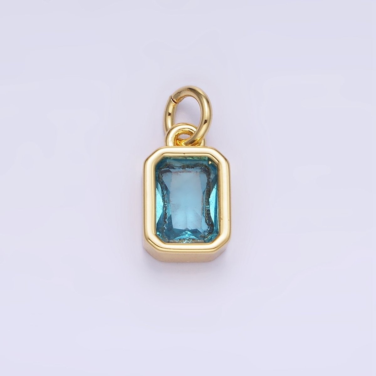 14K Gold Filled Birthstone CZ Baguette Bezel Charm in Gold & Silver
