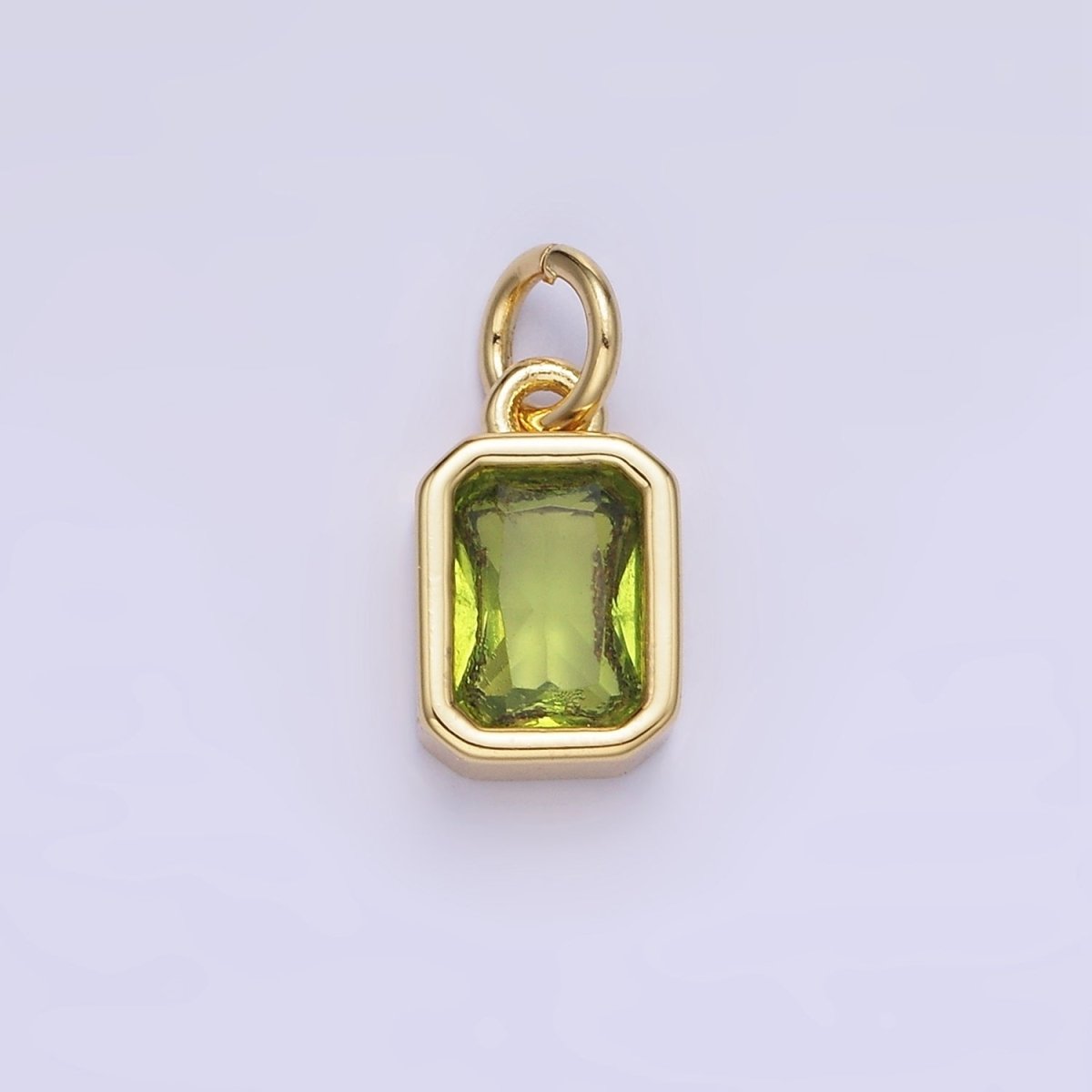 14K Gold Filled Birthstone CZ Baguette Bezel Charm in Gold & Silver