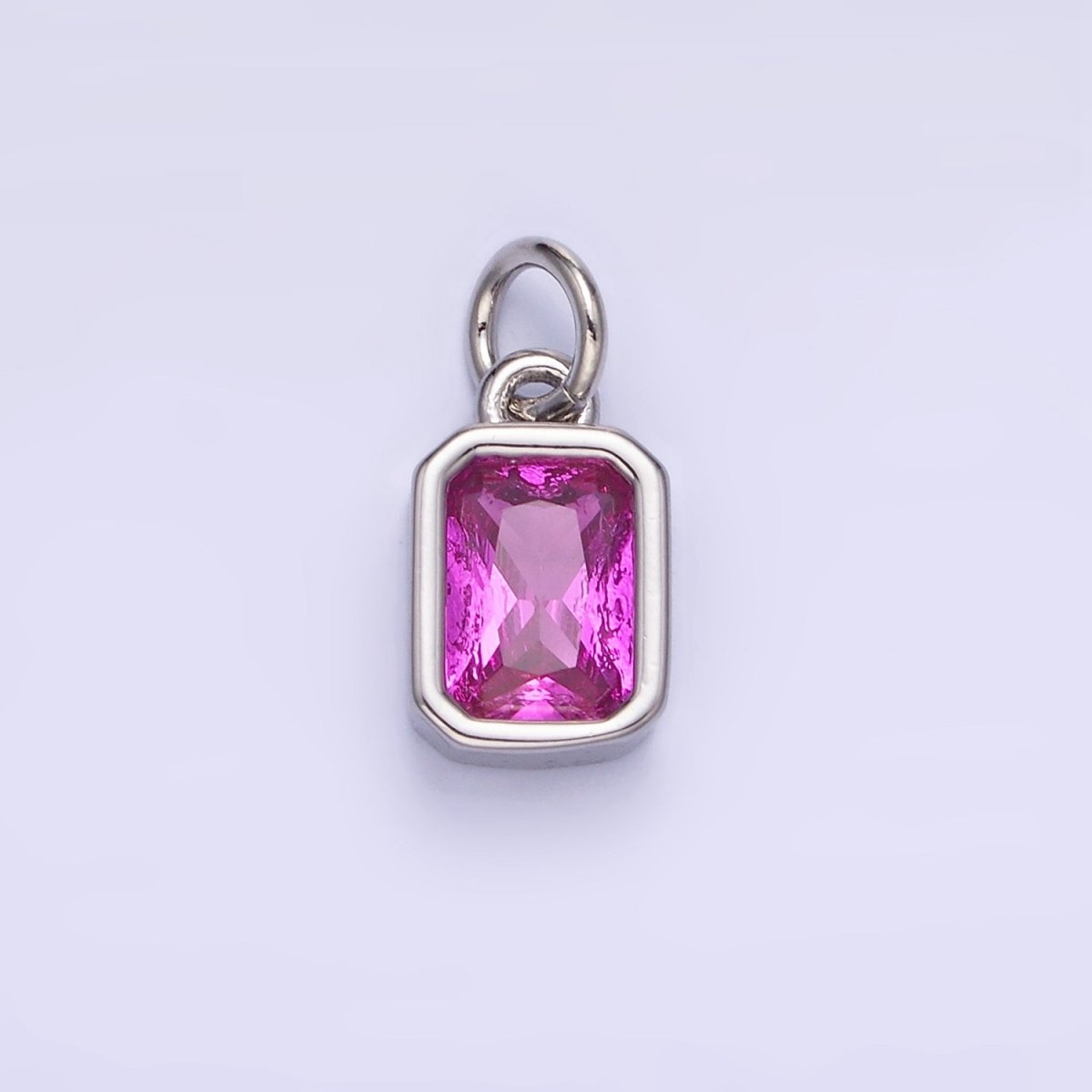 14K Gold Filled Birthstone CZ Baguette Bezel Charm in Gold & Silver