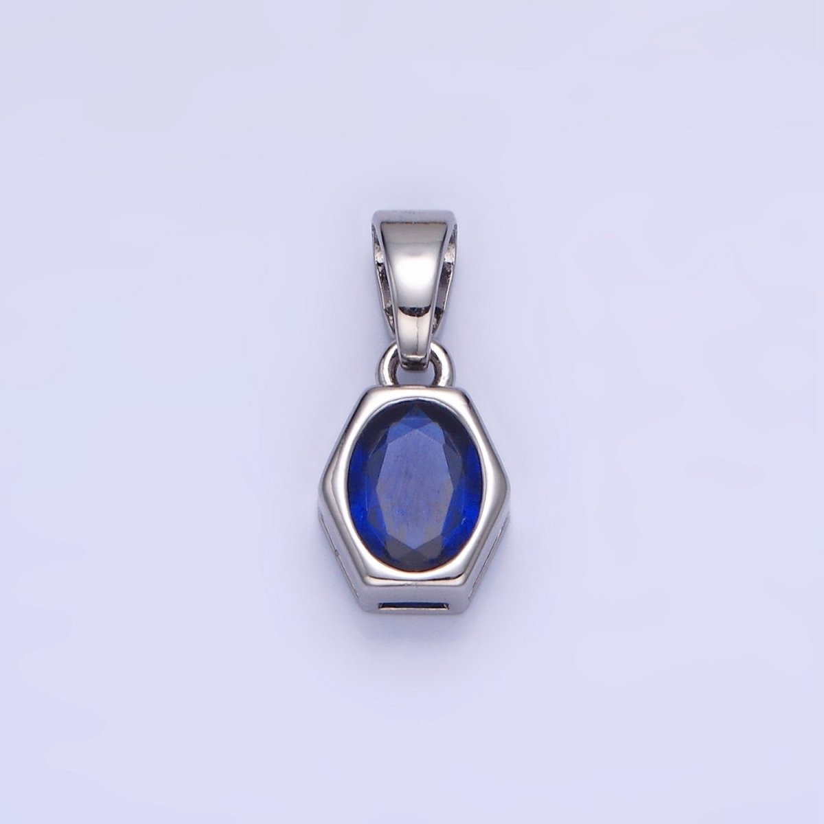 Gold Filled 9mm x 5.4mm Birthstone CZ Hexagonal Pendant in Gold or Silver