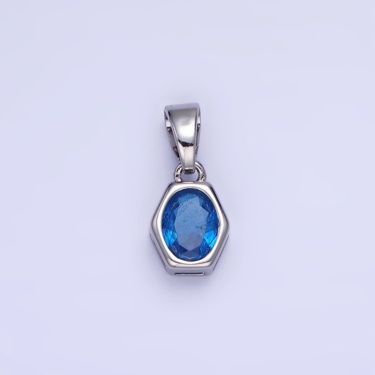 Gold Filled 9mm x 5.4mm Birthstone CZ Hexagonal Pendant in Gold or Silver