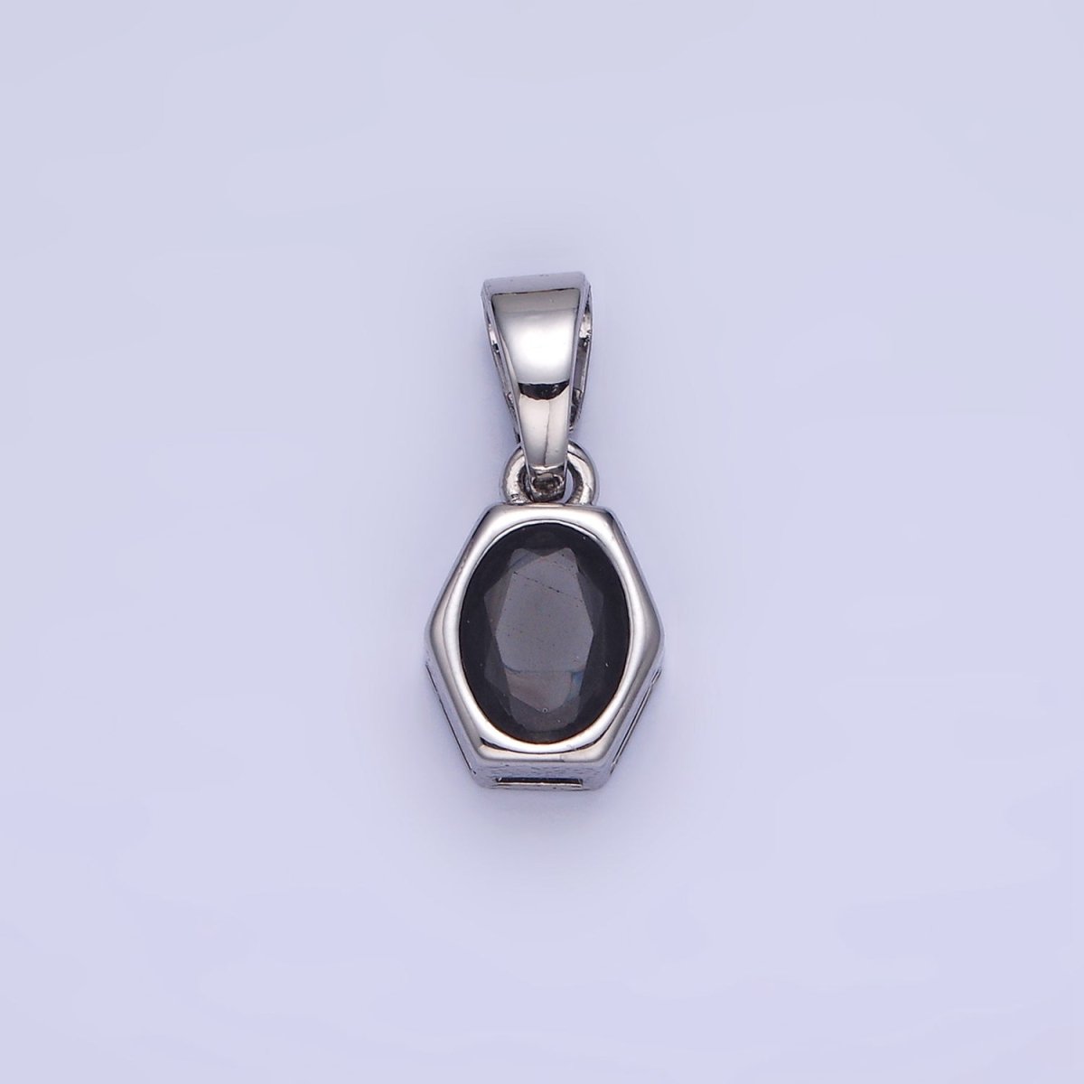 Gold Filled 9mm x 5.4mm Birthstone CZ Hexagonal Pendant in Gold or Silver