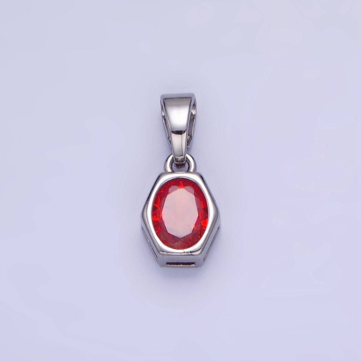 Gold Filled 9mm x 5.4mm Birthstone CZ Hexagonal Pendant in Gold or Silver