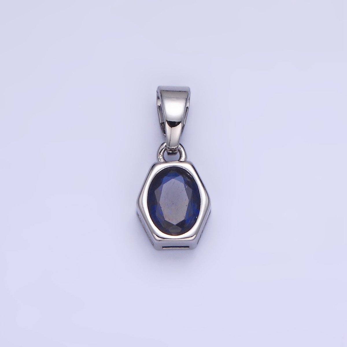 Gold Filled 9mm x 5.4mm Birthstone CZ Hexagonal Pendant in Gold or Silver