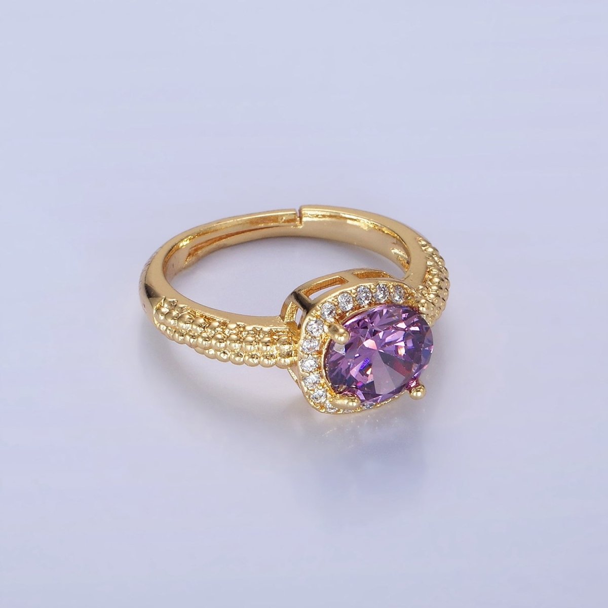 Beautiful Gold-Filled Clear, Purple, Red, Green, Pink, Black, Red CZ Solitaire Bubble Ring